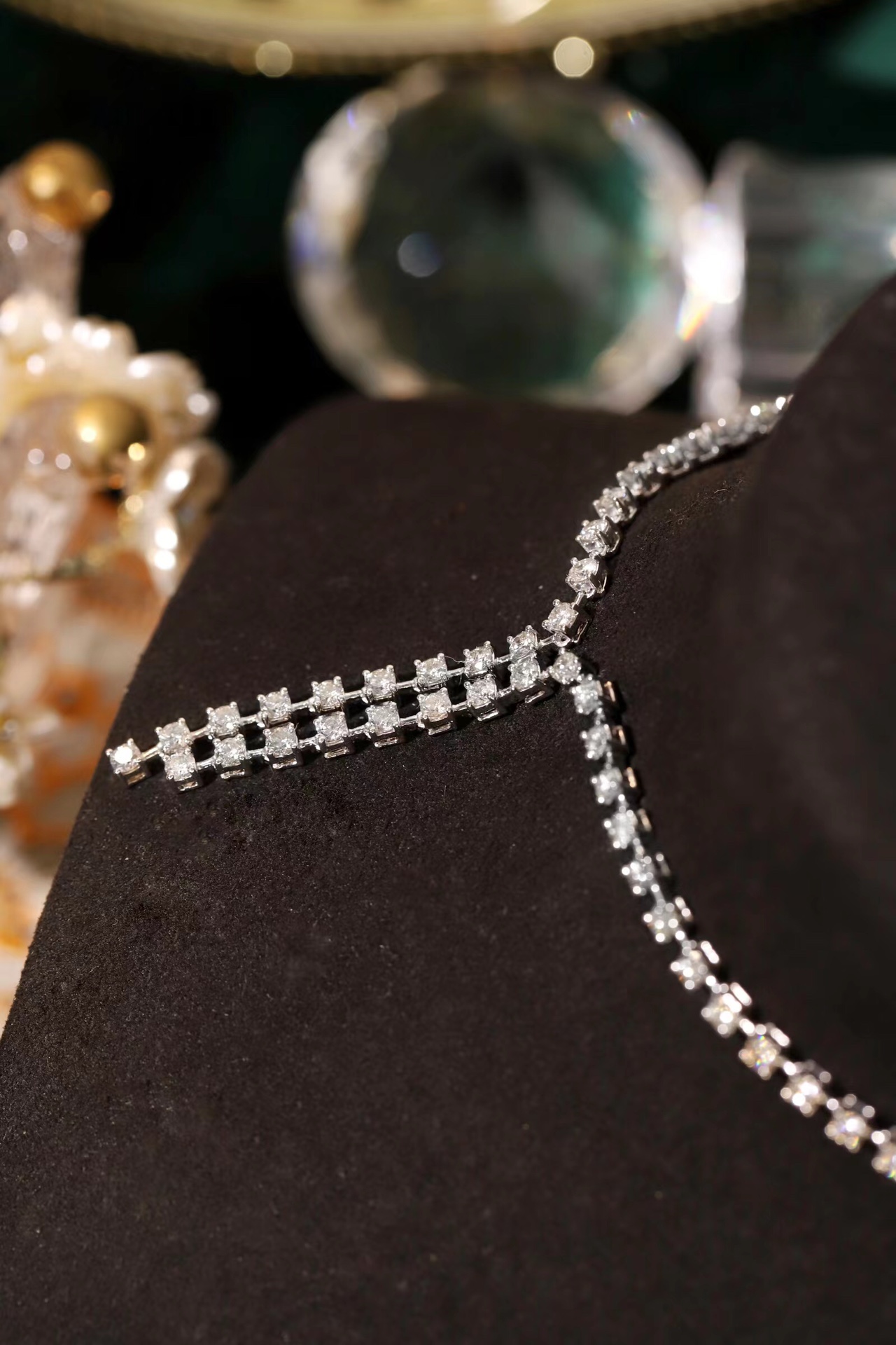 [Copy]18k Gold Necklace with Luxury Diamond-Set Evening Gown Chain; Natural Diamonds totaling 8ct