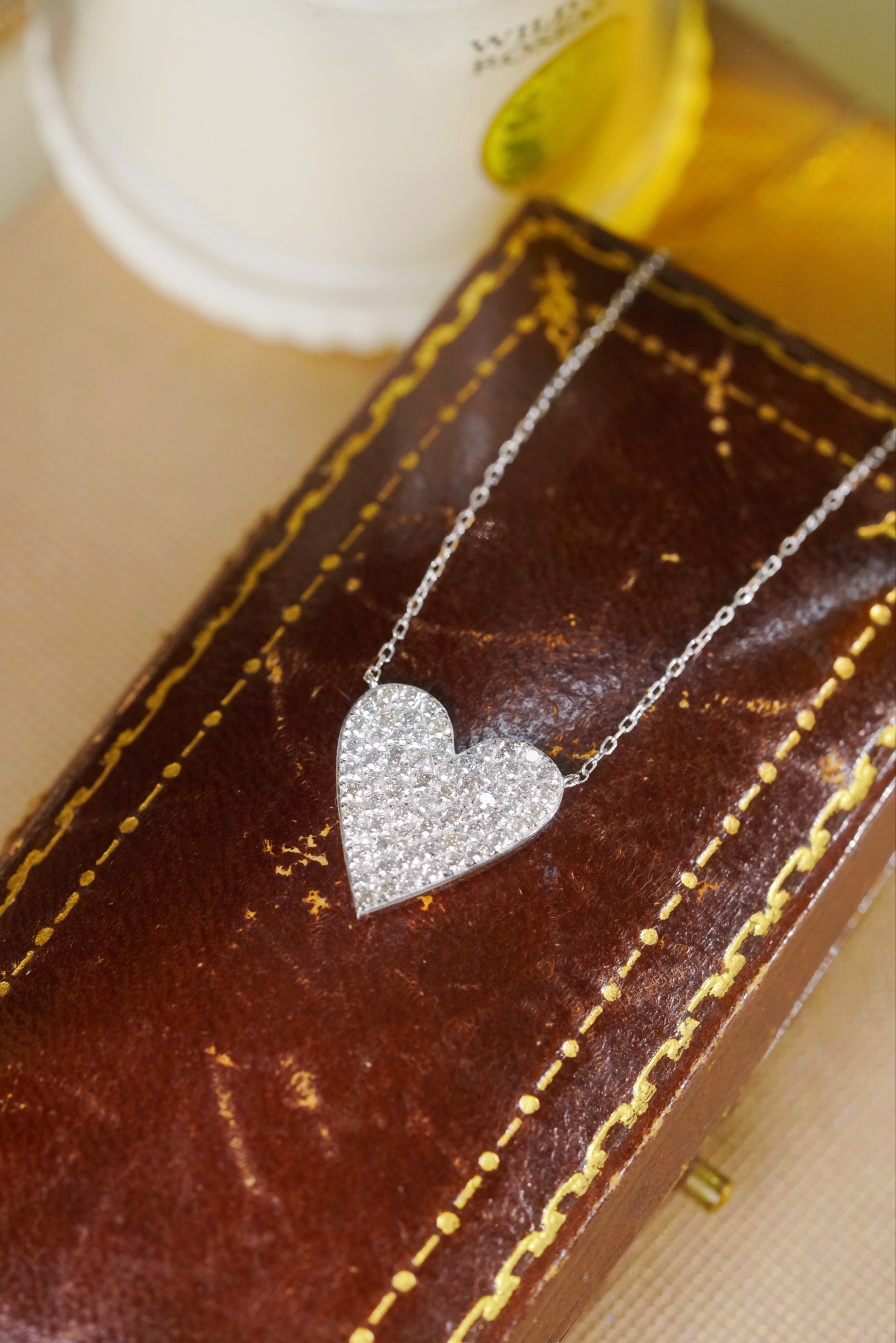 18k Gold Necklace with Heart Design, Natural Diamond 0.60ct
