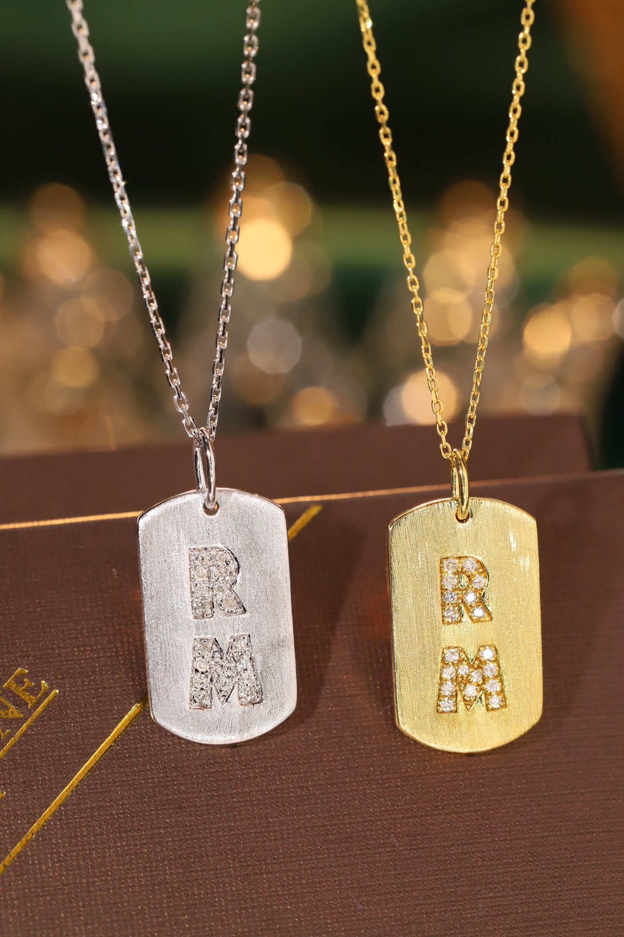 18k Gold Diamond Necklace with Letter Pendant, Customized Name, Natural Diamond 0.10ct