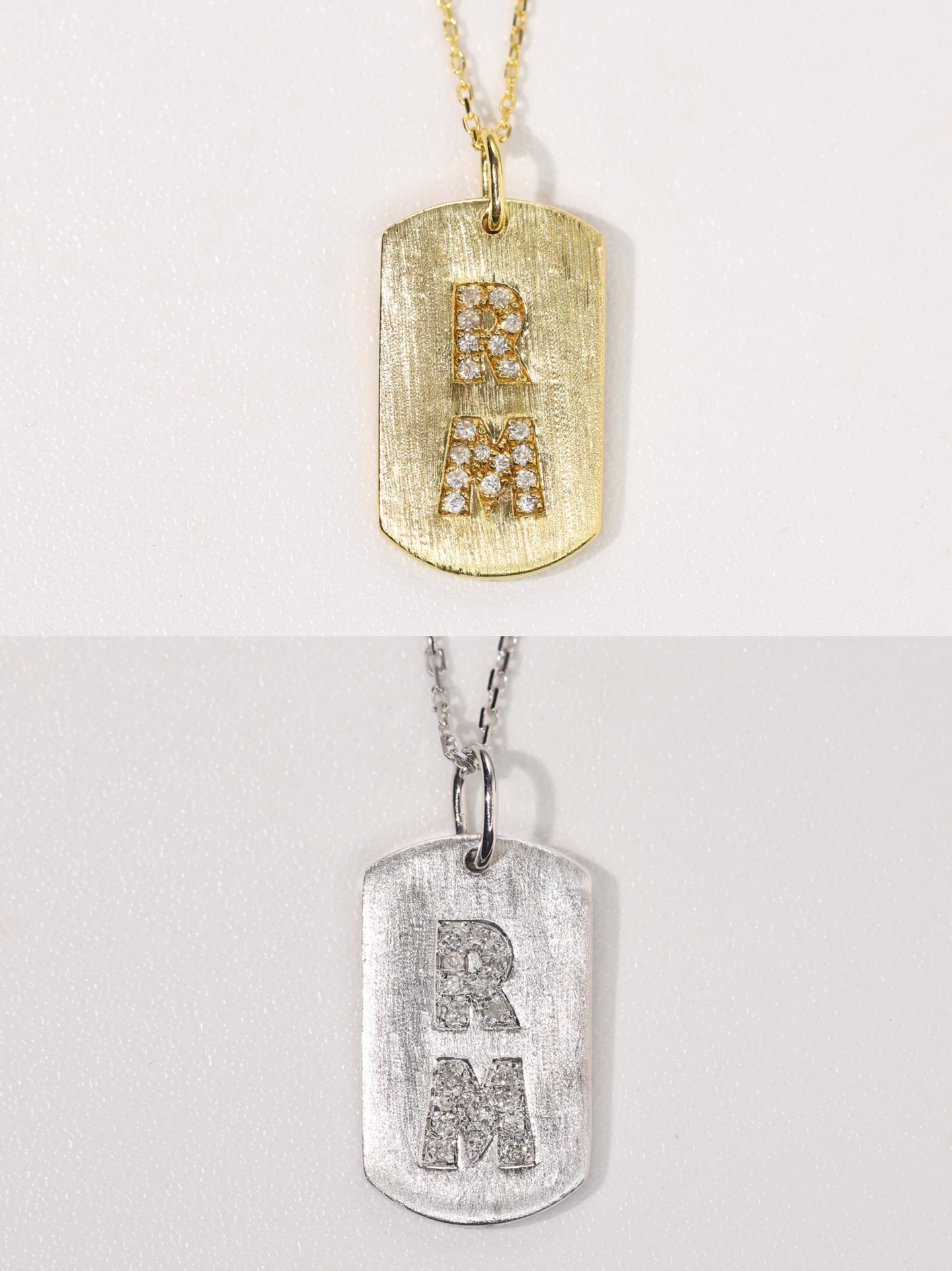 18k Gold Diamond Necklace with Letter Pendant, Customized Name, Natural Diamond 0.10ct