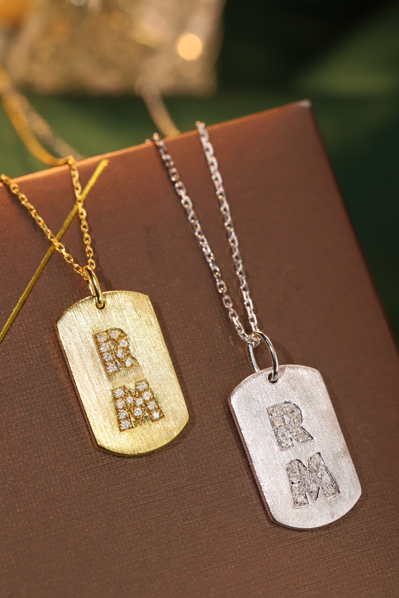 18k Gold Diamond Necklace with Letter Pendant, Customized Name, Natural Diamond 0.10ct