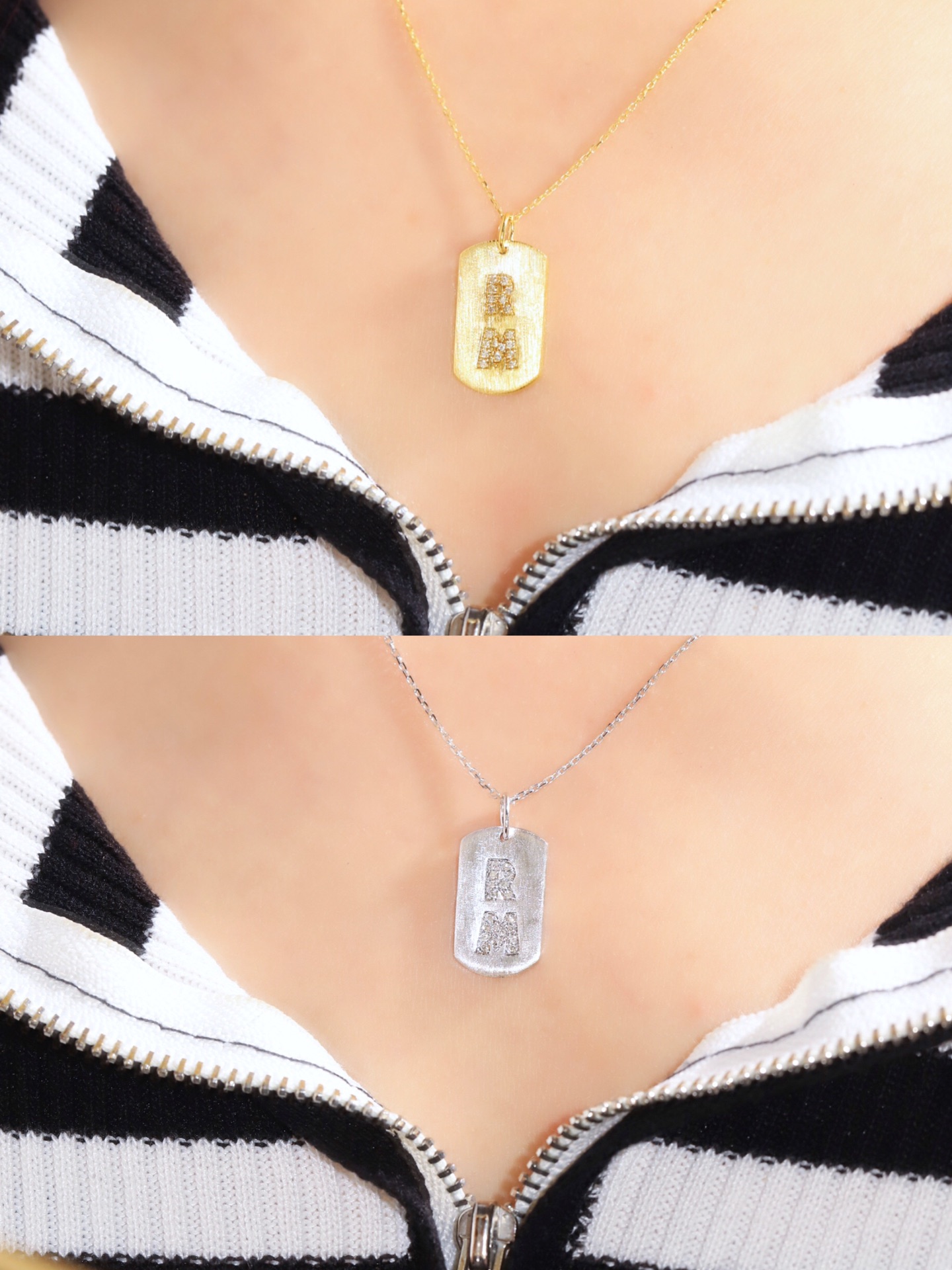 18k Gold Diamond Necklace with Letter Pendant, Customized Name, Natural Diamond 0.10ct