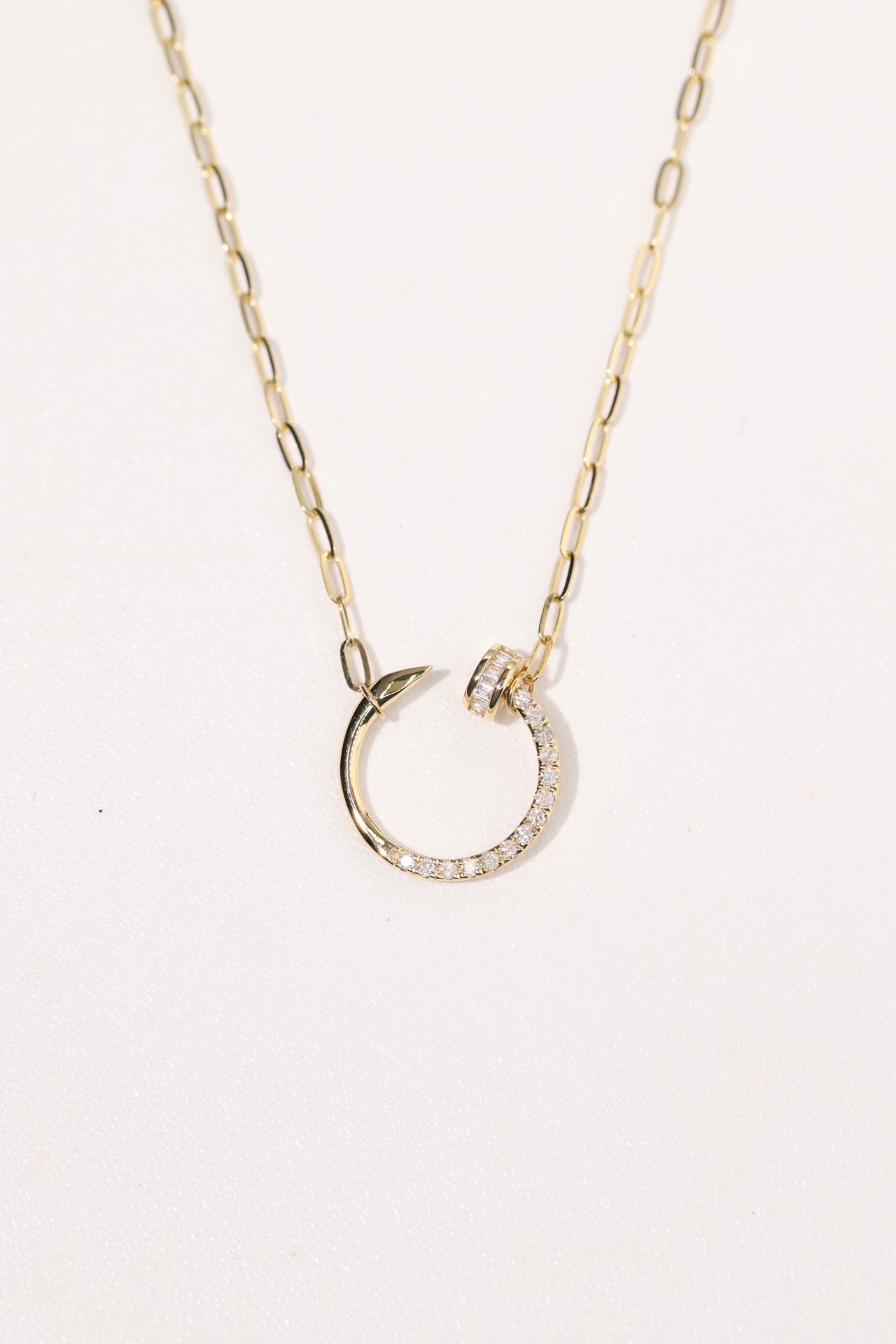 18k Gold Diamond Necklace with Prong Setting, Natural Diamond 0.18ct