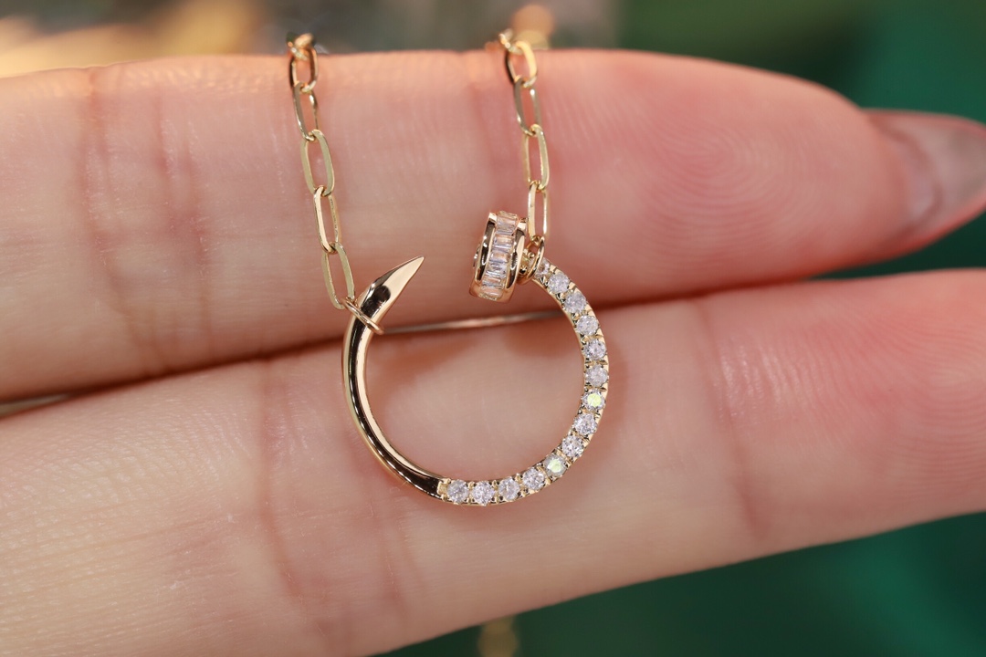 18k Gold Diamond Necklace with Prong Setting, Natural Diamond 0.18ct