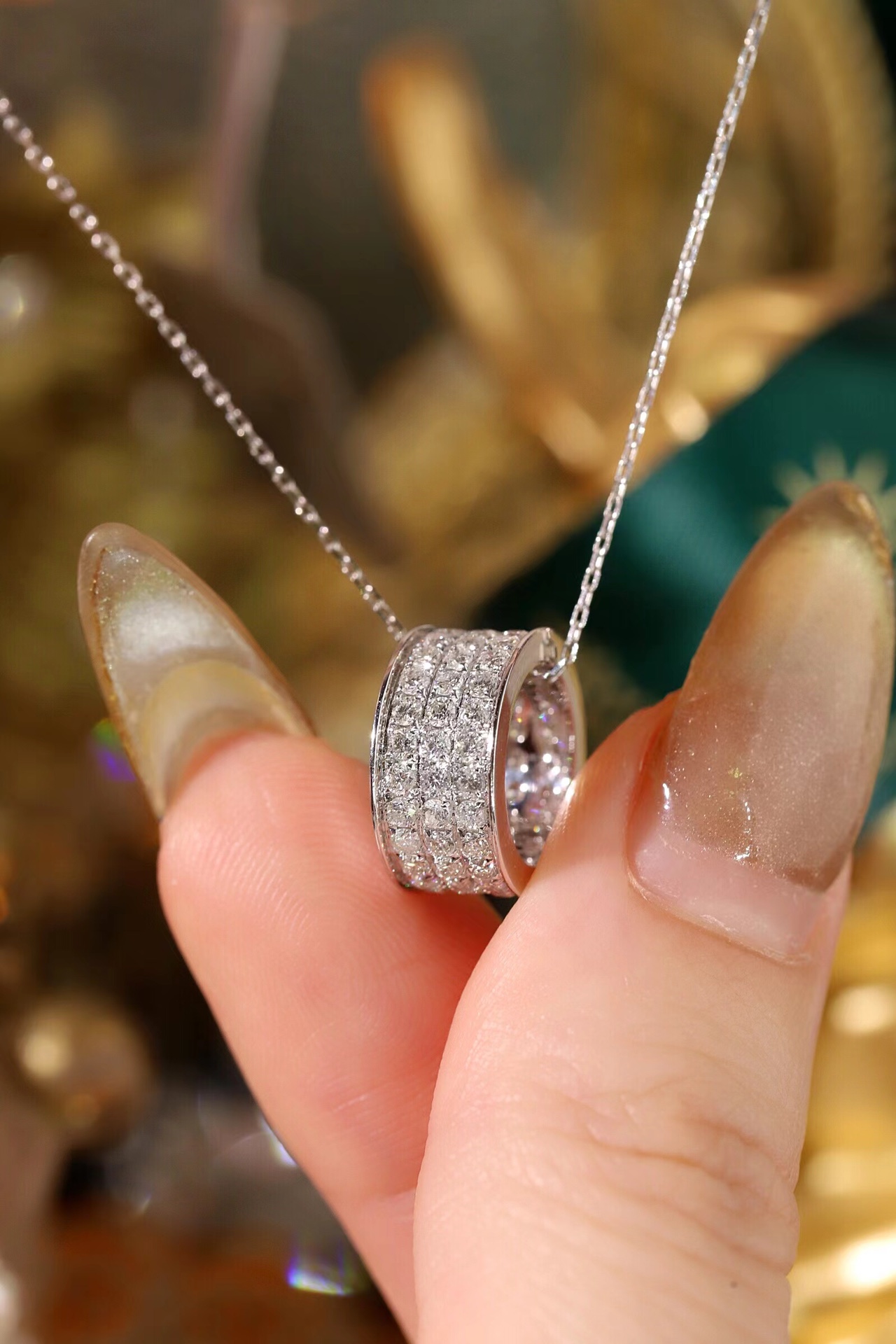 18k Gold Diamond Necklace with Star Design, Natural Diamond 1.10ct
