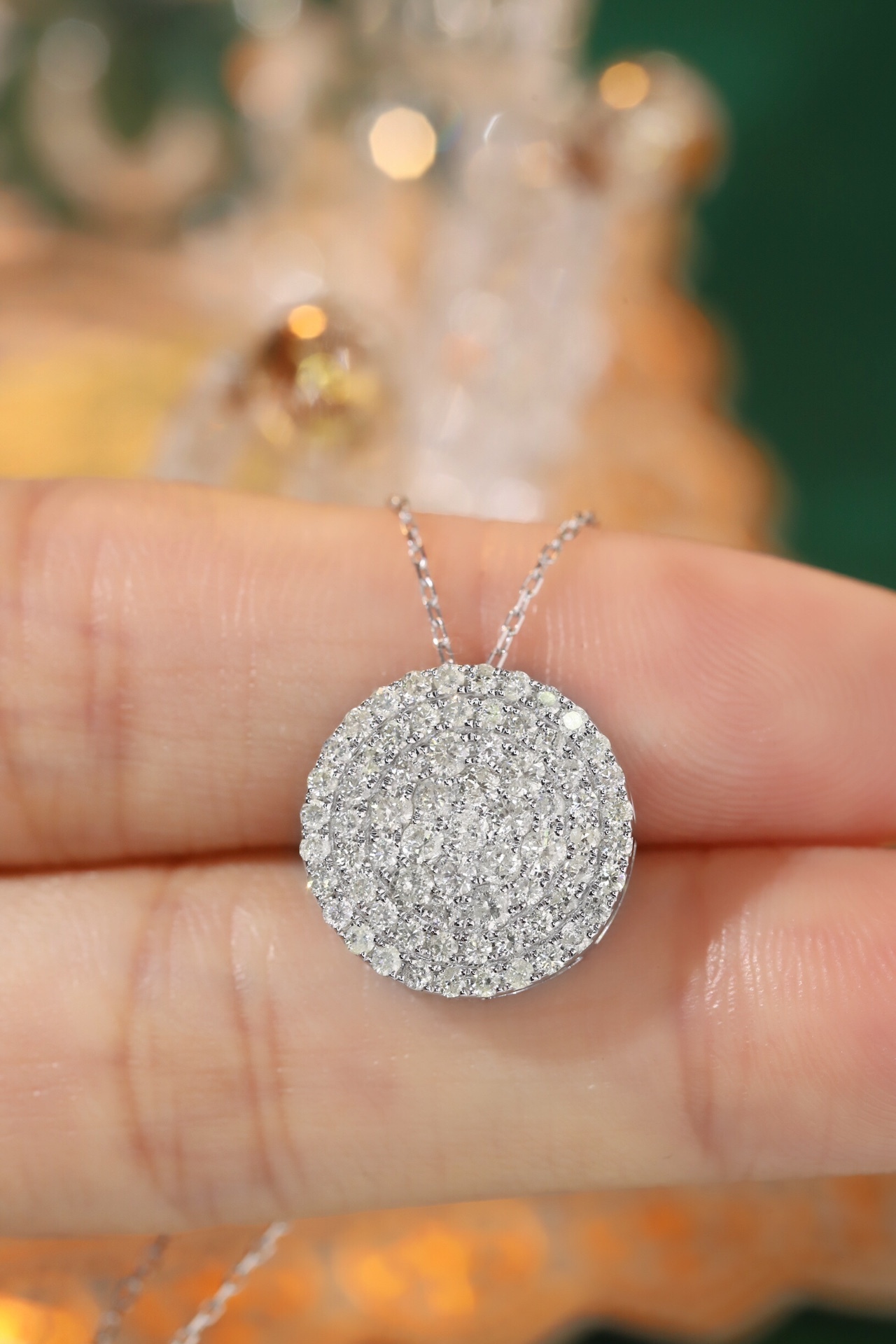 18k Gold Diamond Necklace with Star Design, Natural Diamond 1.0ct