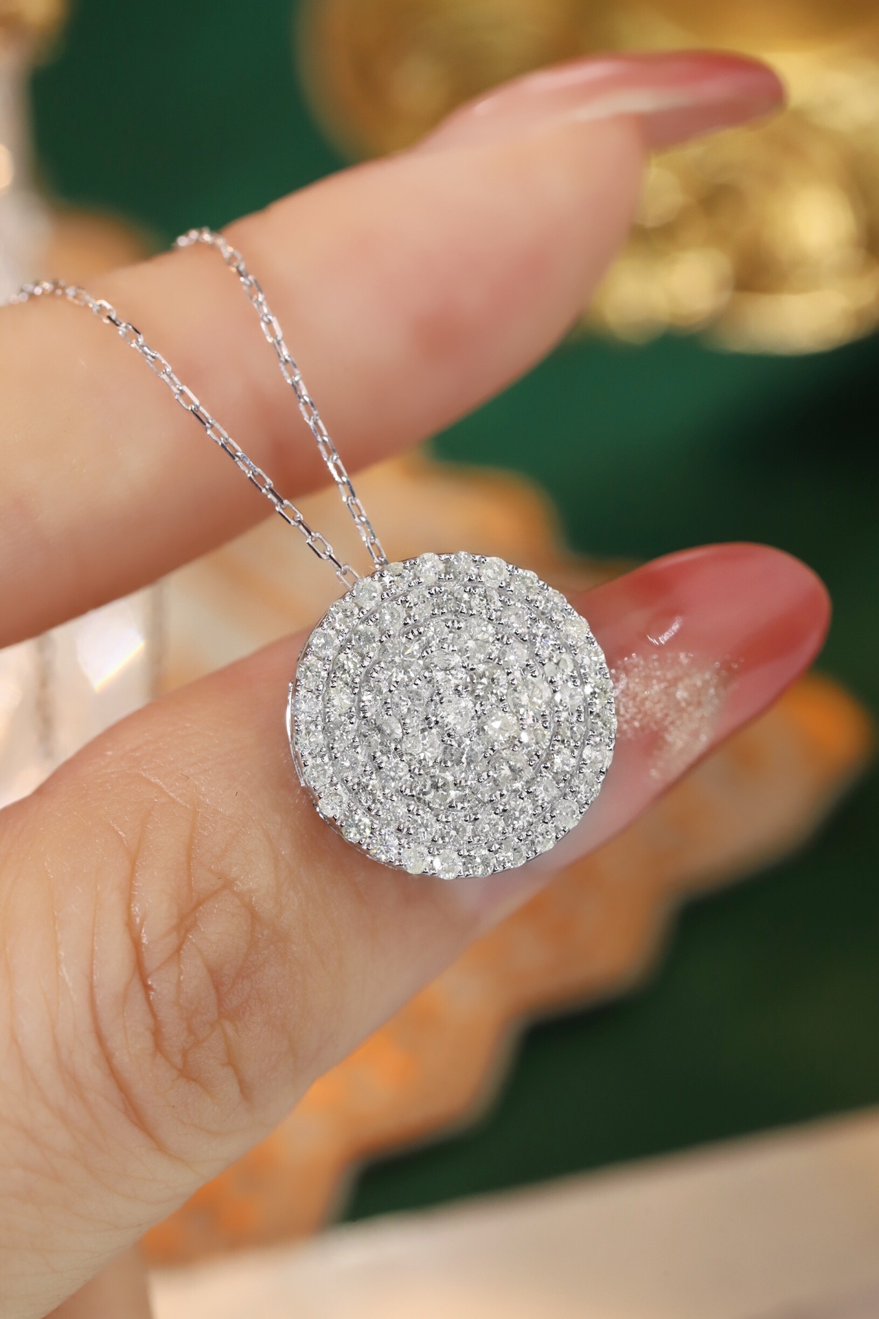 18k Gold Diamond Necklace with Star Design, Natural Diamond 1.0ct