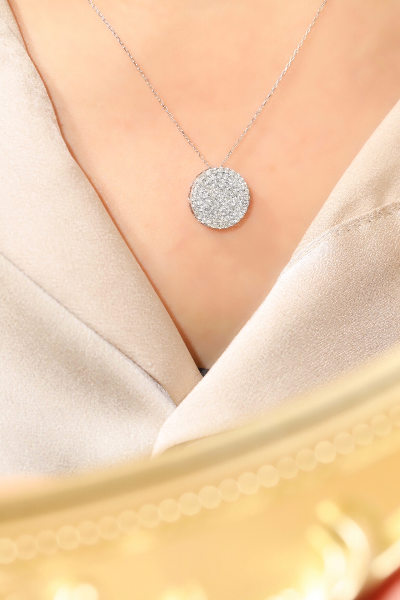 18k Gold Diamond Necklace with Star Design, Natural Diamond 1.0ct