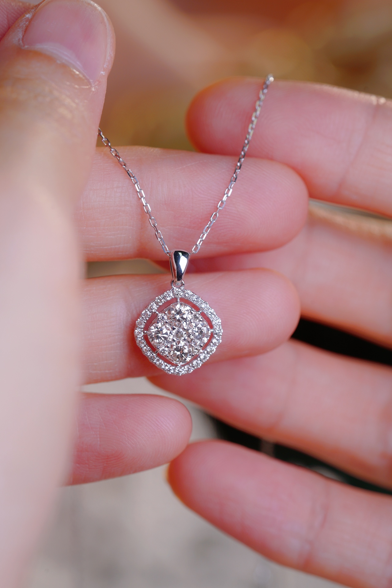 18k Gold Diamond Necklace with Star Design, Natural Diamond 0.80ct