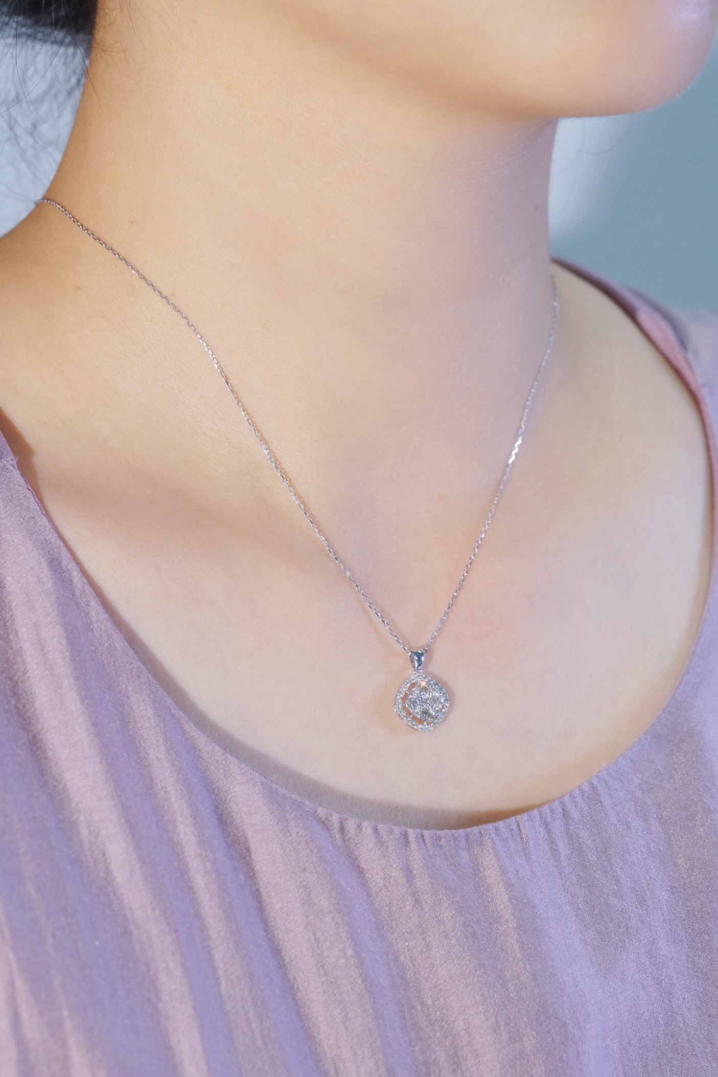 18k Gold Diamond Necklace with Star Design, Natural Diamond 0.80ct