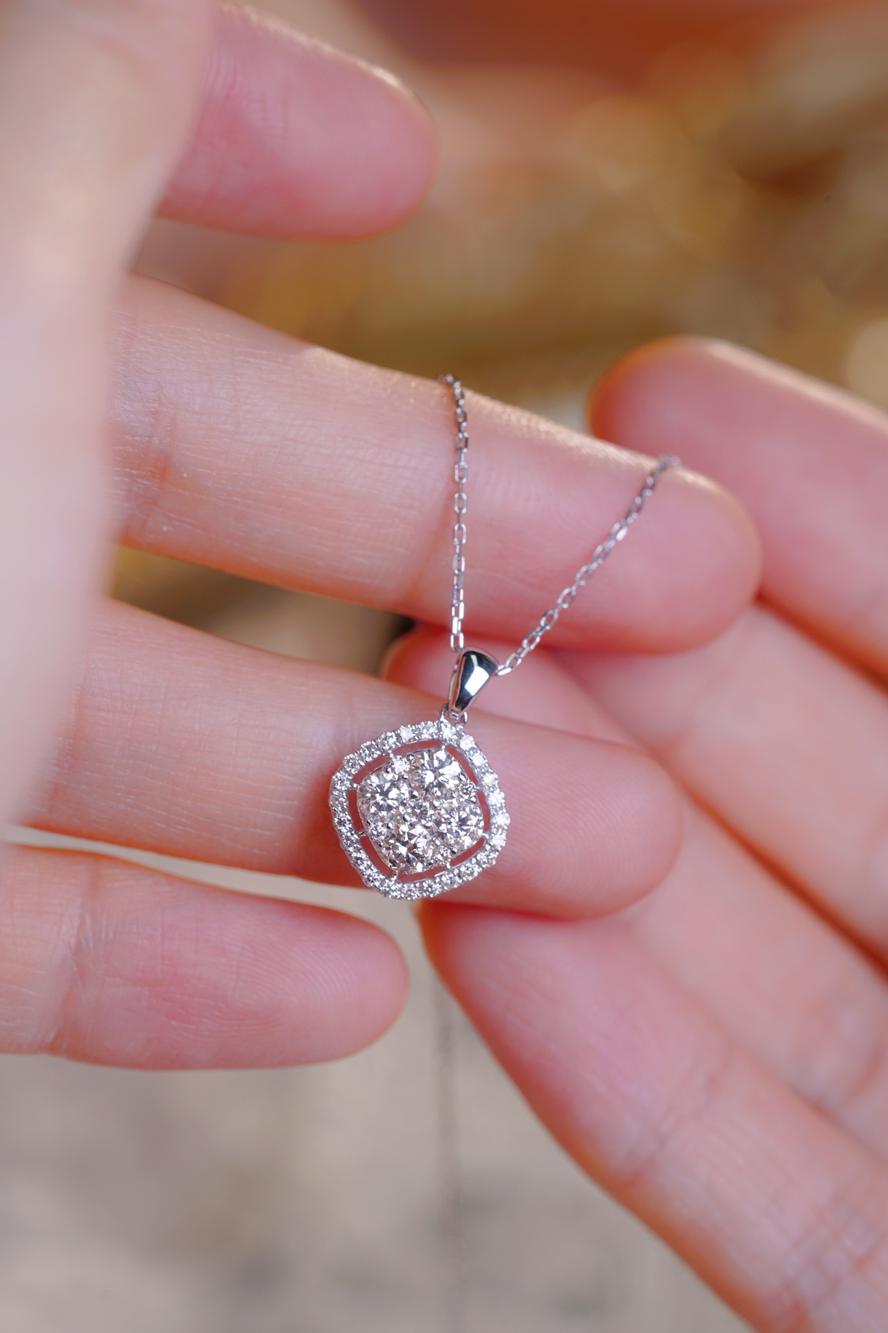18k Gold Diamond Necklace with Star Design, Natural Diamond 0.80ct