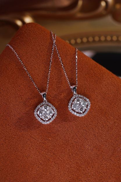 18k Gold Diamond Necklace with Star Design, Natural Diamond 0.80ct