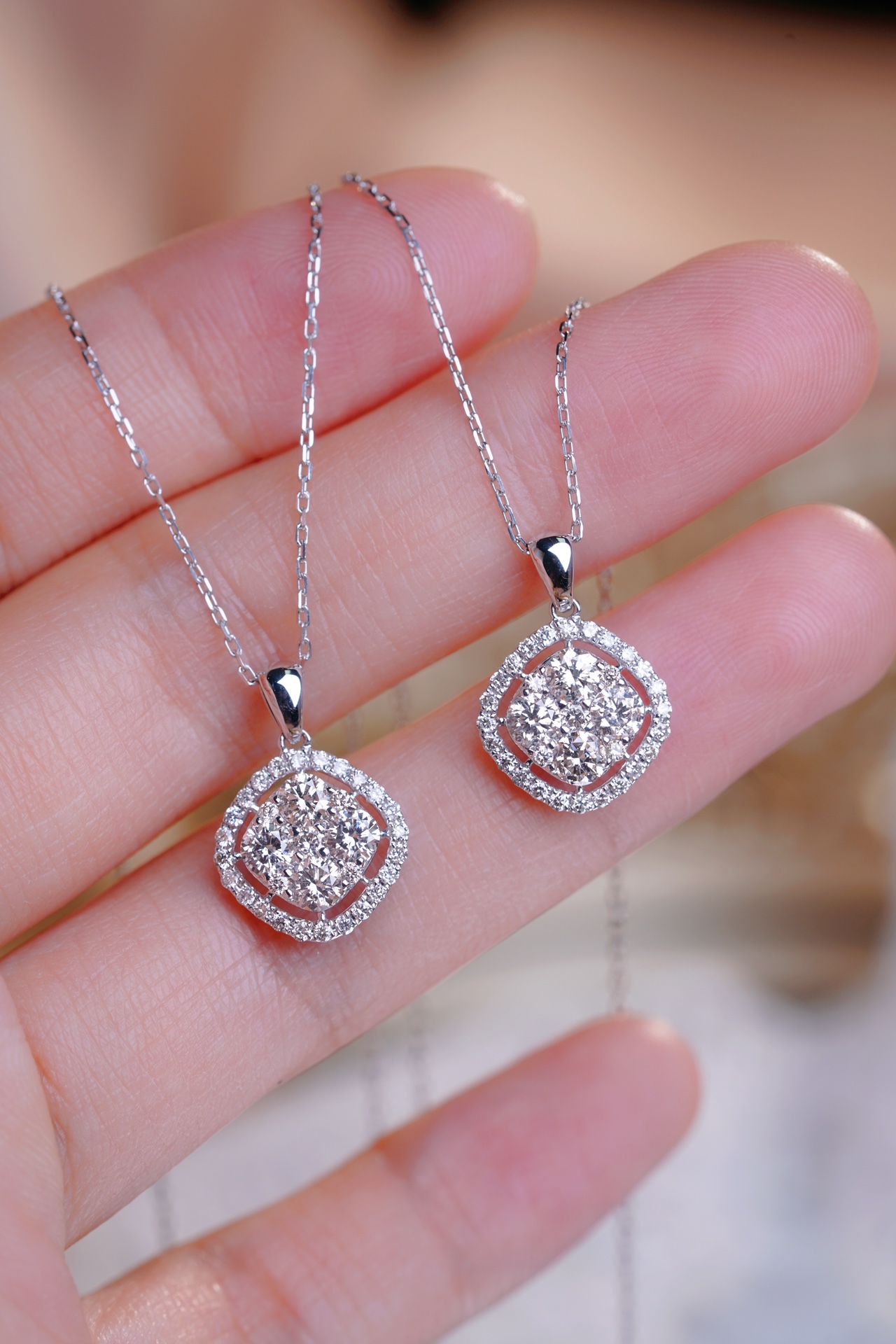 18k Gold Diamond Necklace with Star Design, Natural Diamond 0.80ct