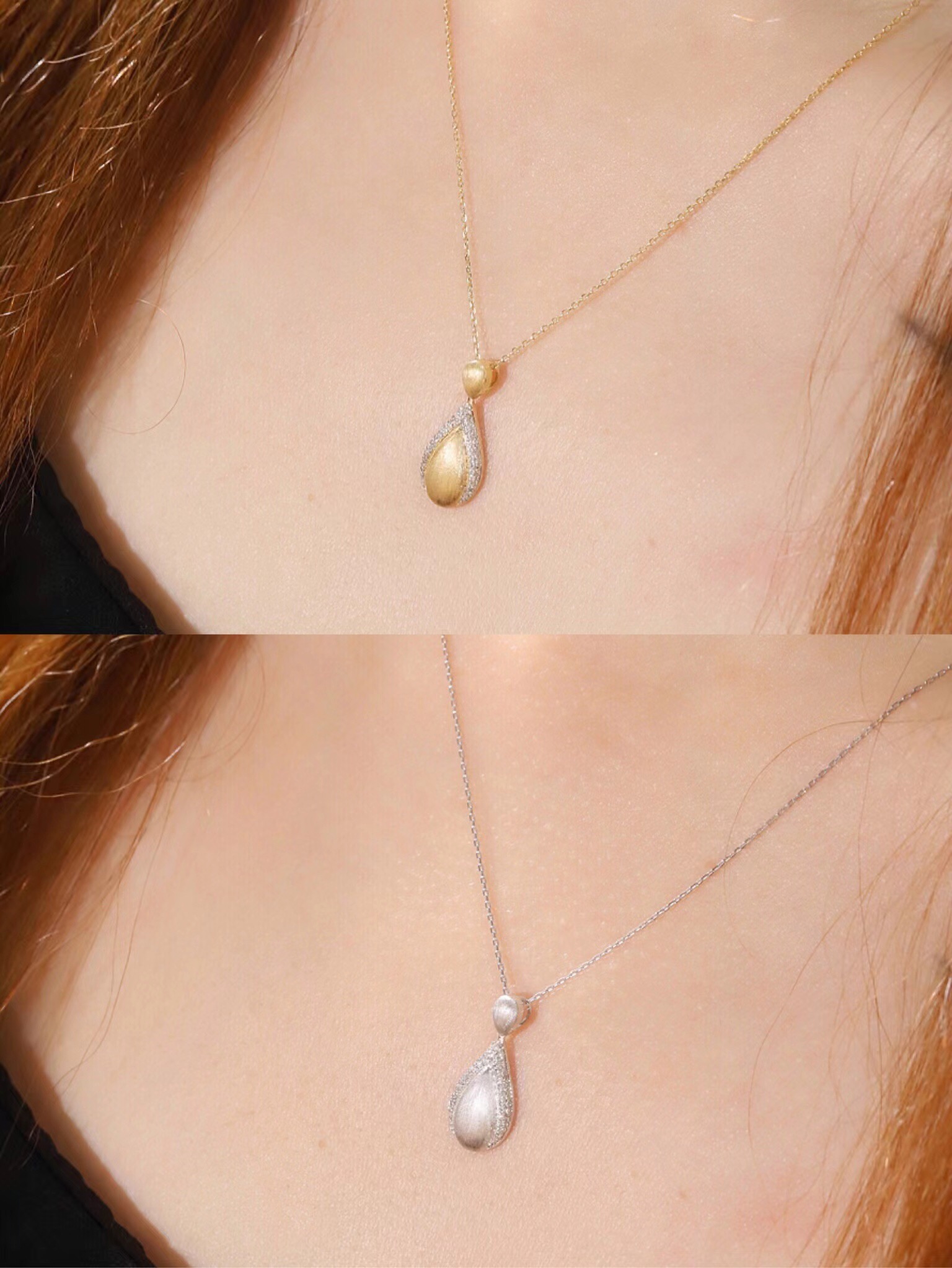 18k Gold Diamond Necklace with 0.15ct Natural Diamond Satin finish