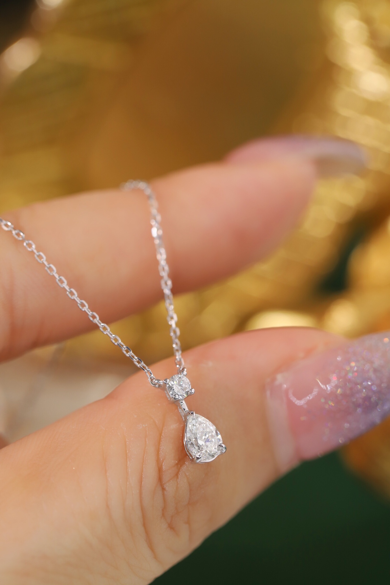 18k Gold Diamond Necklace with 0.38ct Natural Diamond
