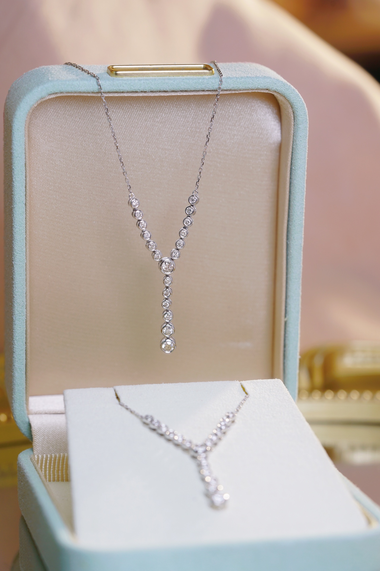 18k Gold Diamond Necklace, Bubble Necklace, Natural Diamond 0.50ct