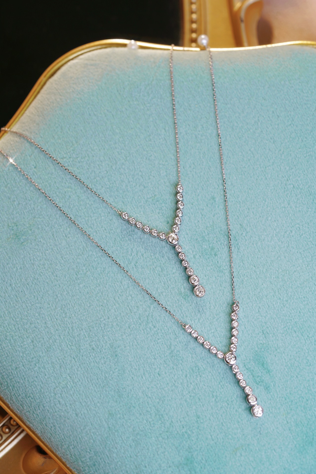 18k Gold Diamond Necklace, Bubble Necklace, Natural Diamond 0.50ct