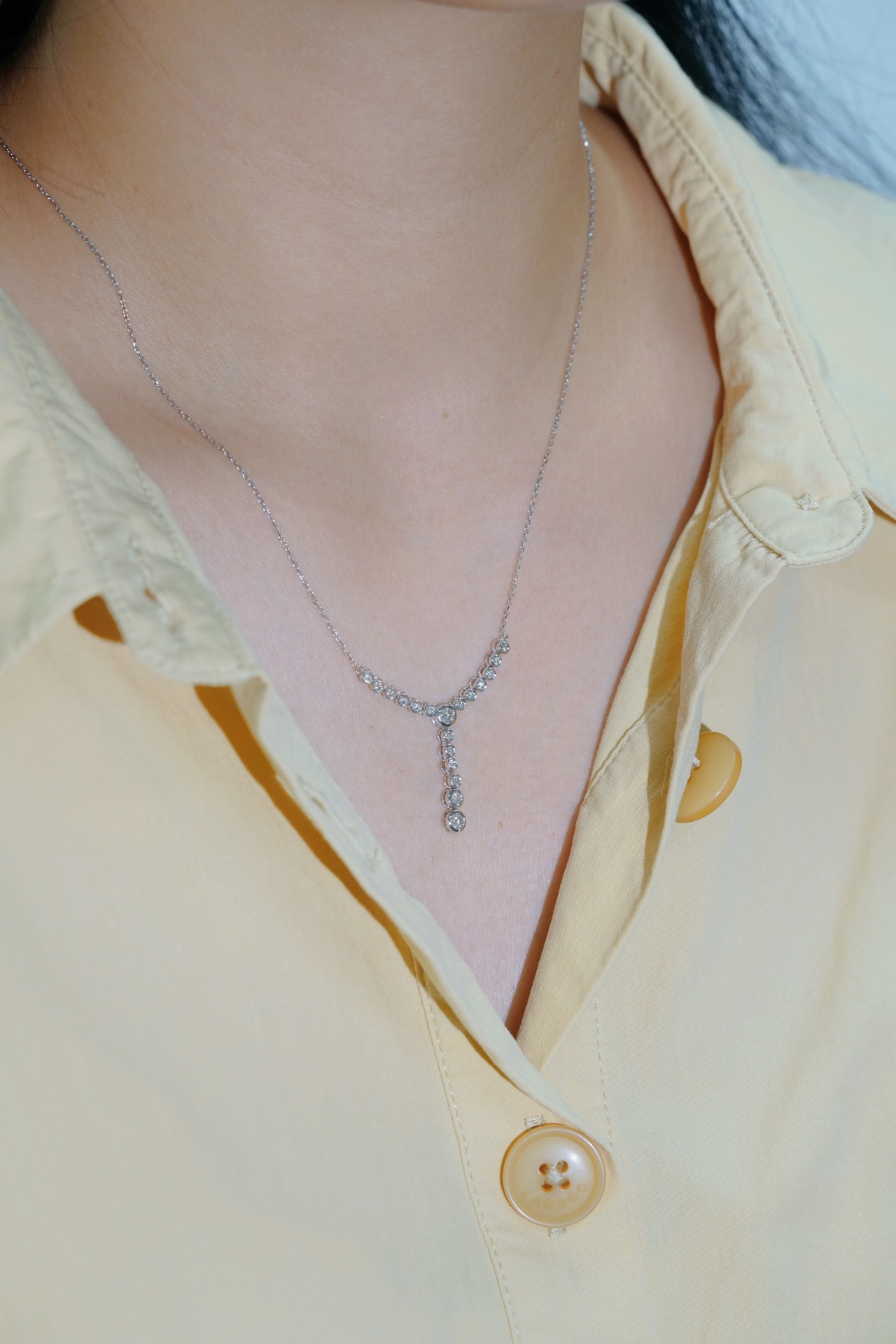 18k Gold Diamond Necklace, Bubble Necklace, Natural Diamond 0.50ct