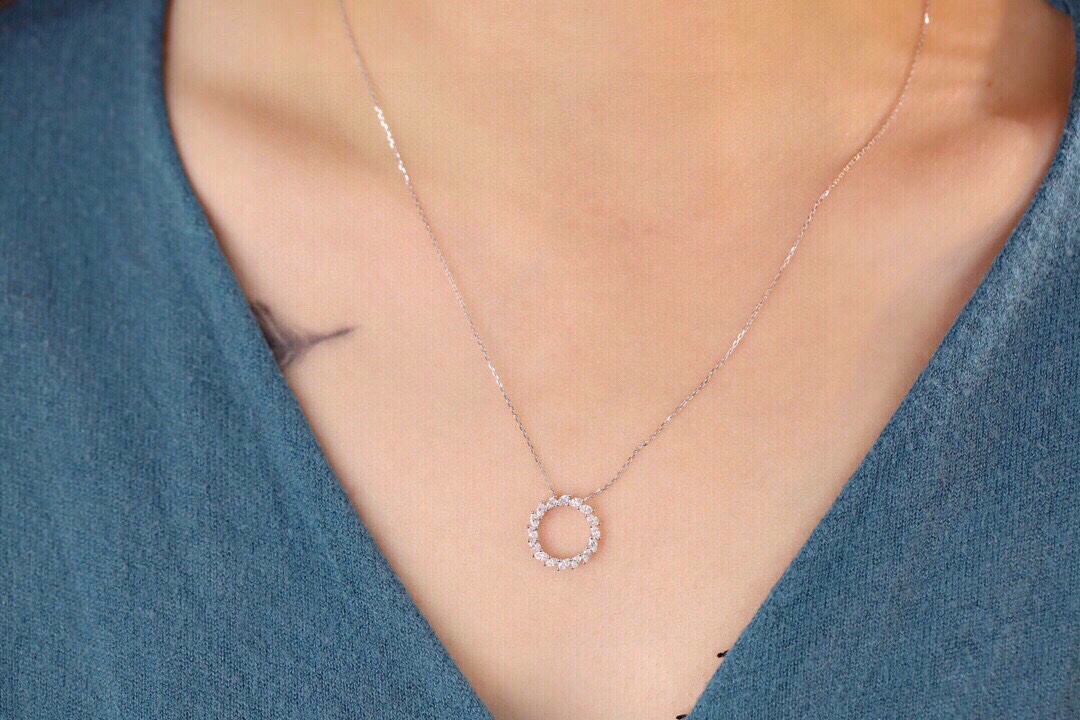 18k Gold Diamond Necklace with Marquise Cut, Natural Diamond 0.50ct