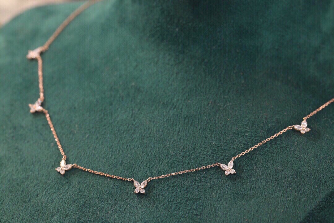 18k Gold Diamond Necklace with Marquise Cut, Natural Diamond 0.70ct