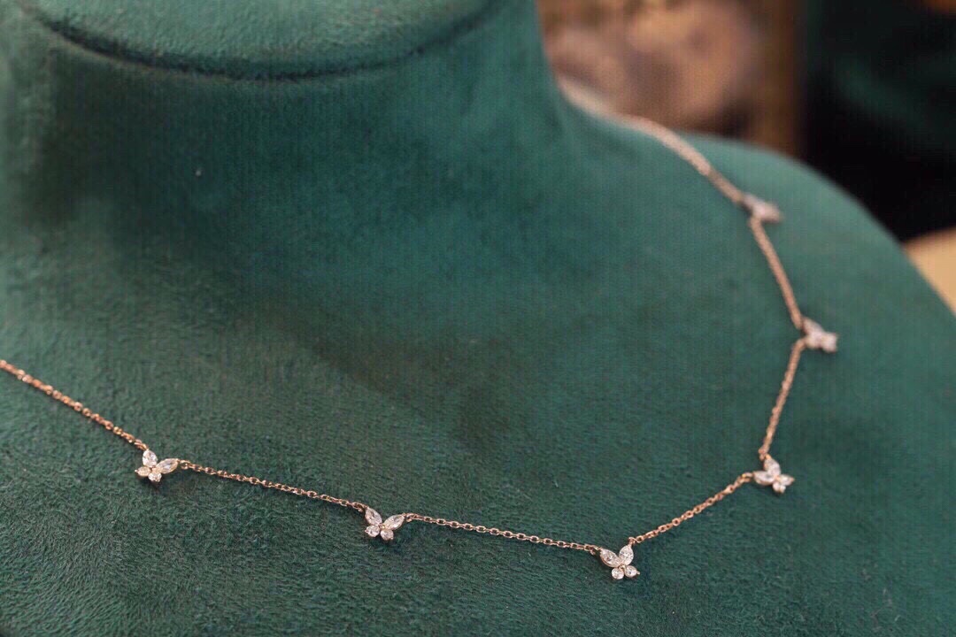 18k Gold Diamond Necklace with Marquise Cut, Natural Diamond 0.70ct