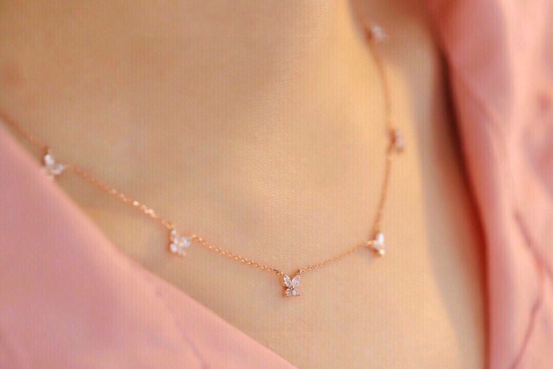 18k Gold Diamond Necklace with Marquise Cut, Natural Diamond 0.70ct