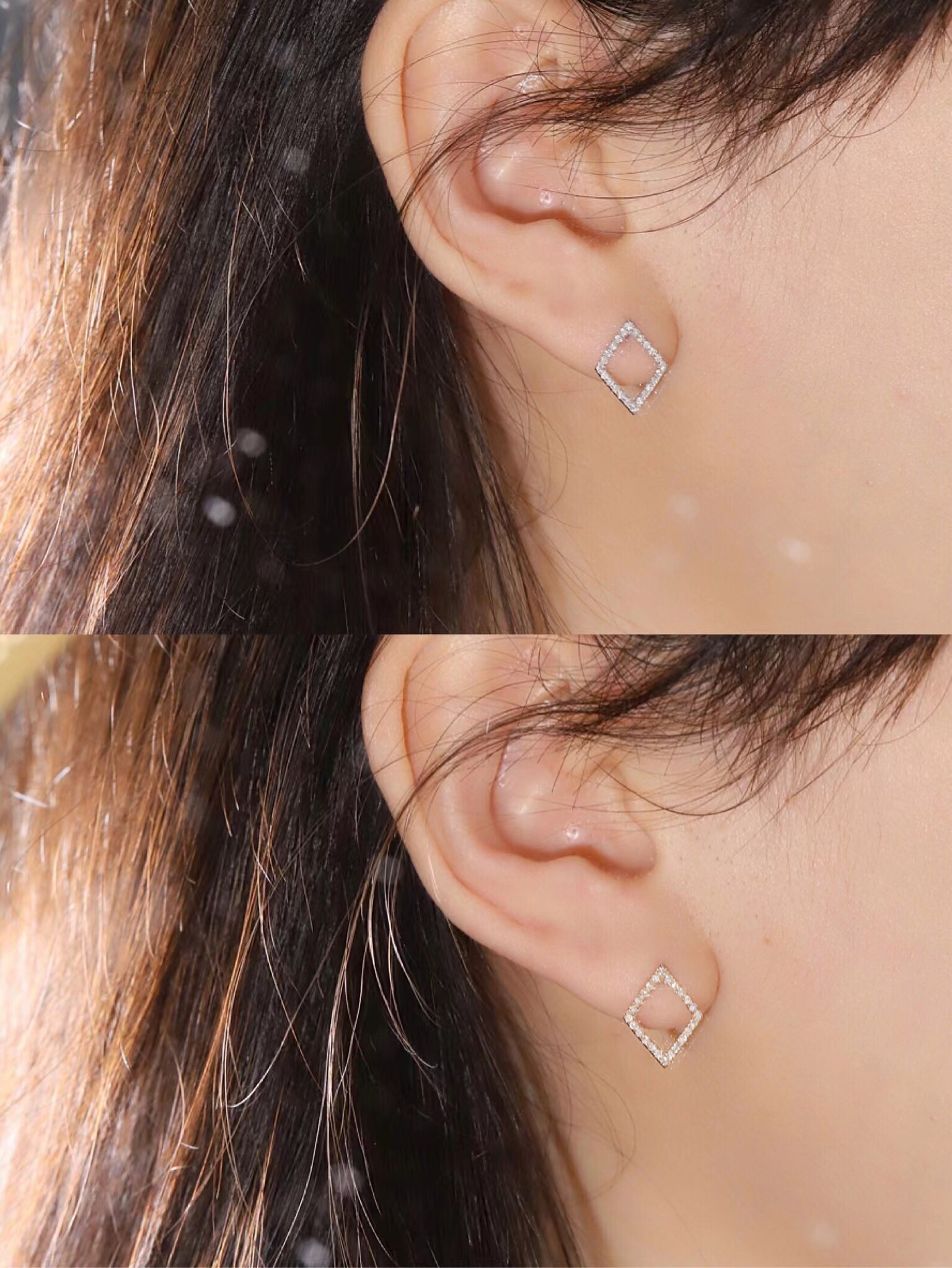 18k Gold Earrings  Natural Diamond 0.26ct 