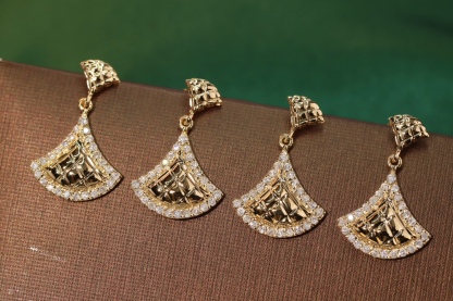 18k Gold Diamond Earrings with Skirt Design, Natural Diamond 0.30ct
