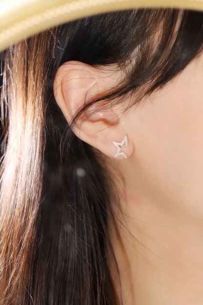 18k Gold Diamond Earrings with Star Design, Natural Diamond 0.20ct