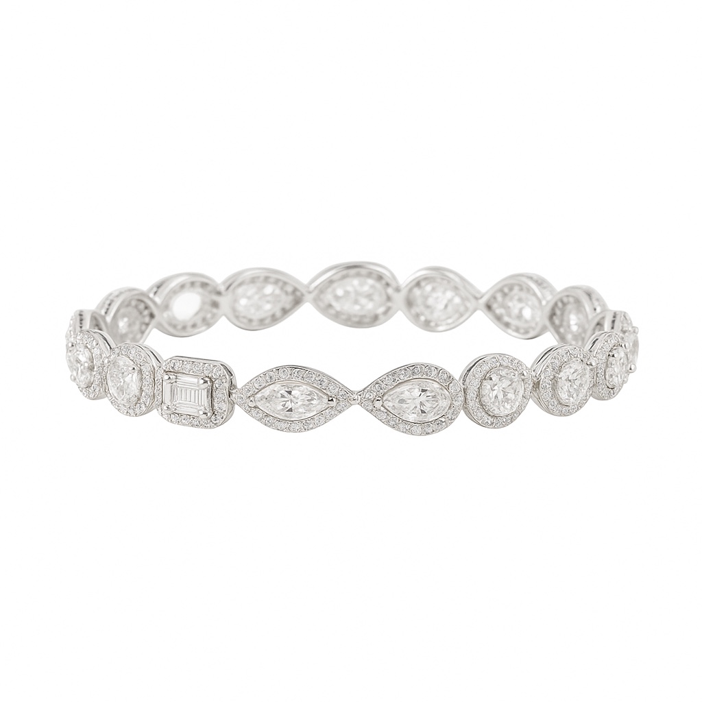 10k Gold Diamond Bracelet with 9.0ct Laboratory-Grown Diamonds, Luxury Fully Set Bracelet