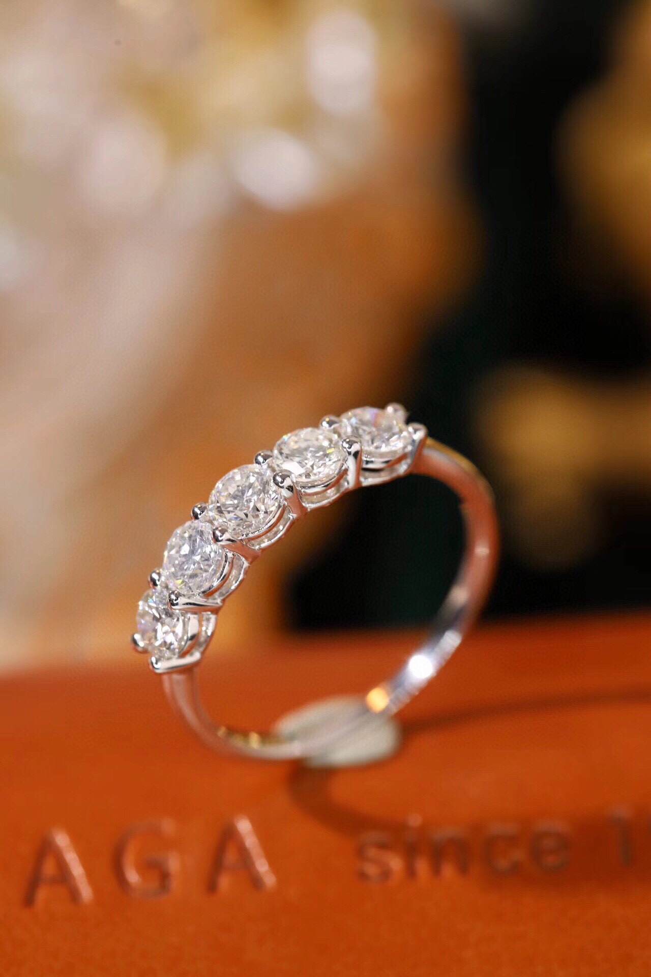 18K Gold Five-Round Diamond Ring 1.0ct  Round Cut Brilliant Sparkle Natural Diamond