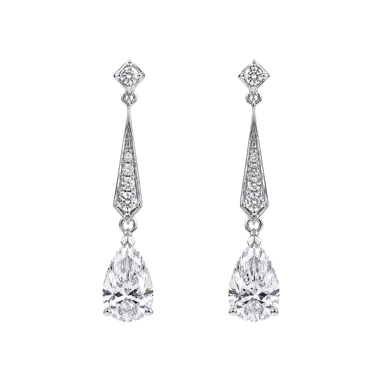 10k Gold Diamond Earrings: Droplet-cut 2.30ct Cultured Diamond, set in a three-prong design for an elegant look