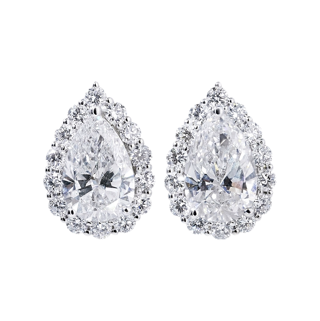 10k Gold Diamond Earrings: Droplet-cut 2.70ct Cultured Diamond, set in a three-prong design for an elegant look