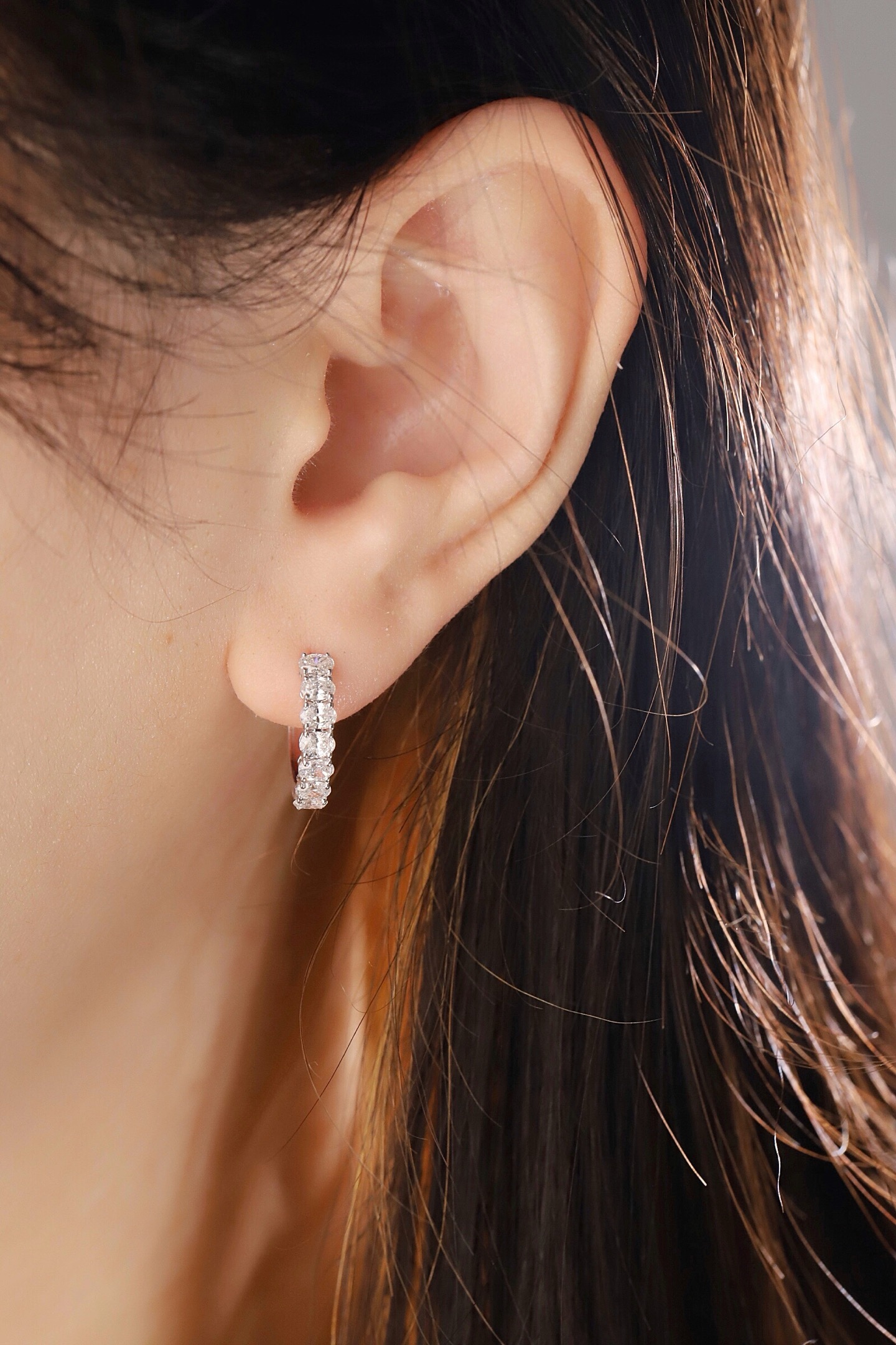 10k Gold Diamond Earrings with 1.10ct Oval Cultured Diamonds
