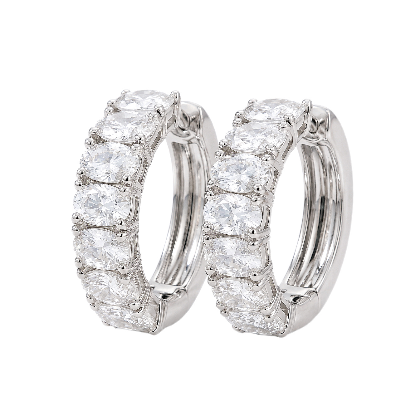 10k Gold Diamond Earrings with 1.10ct Oval Cultured Diamonds