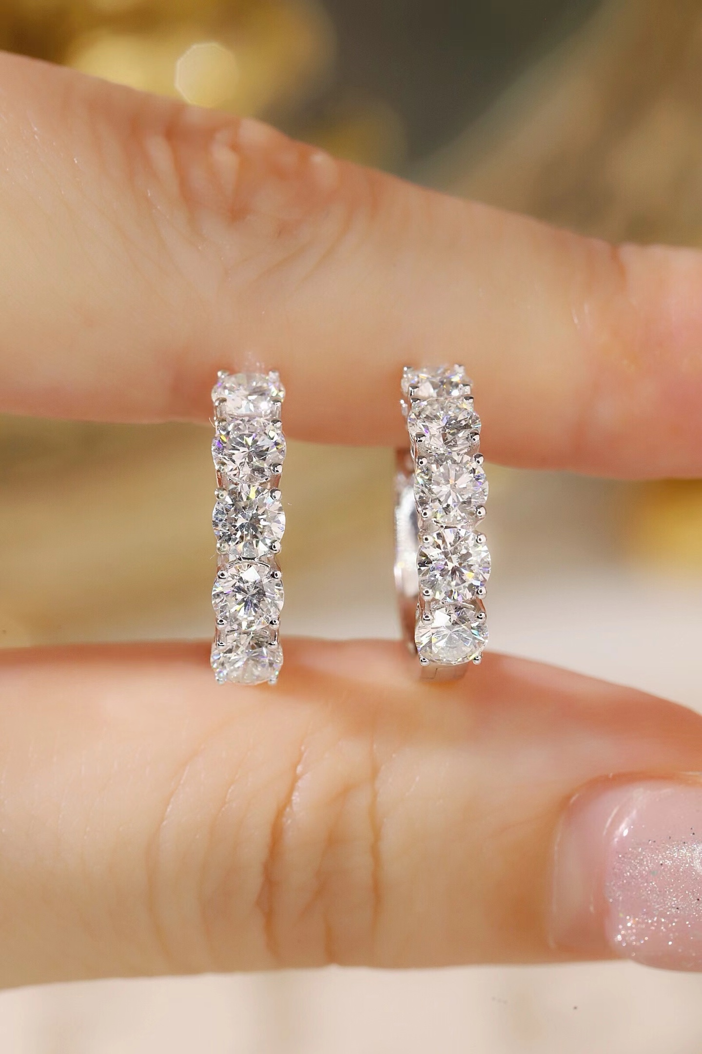 10k Gold Diamond Earrings with 2.22ct Round Cultured Diamonds