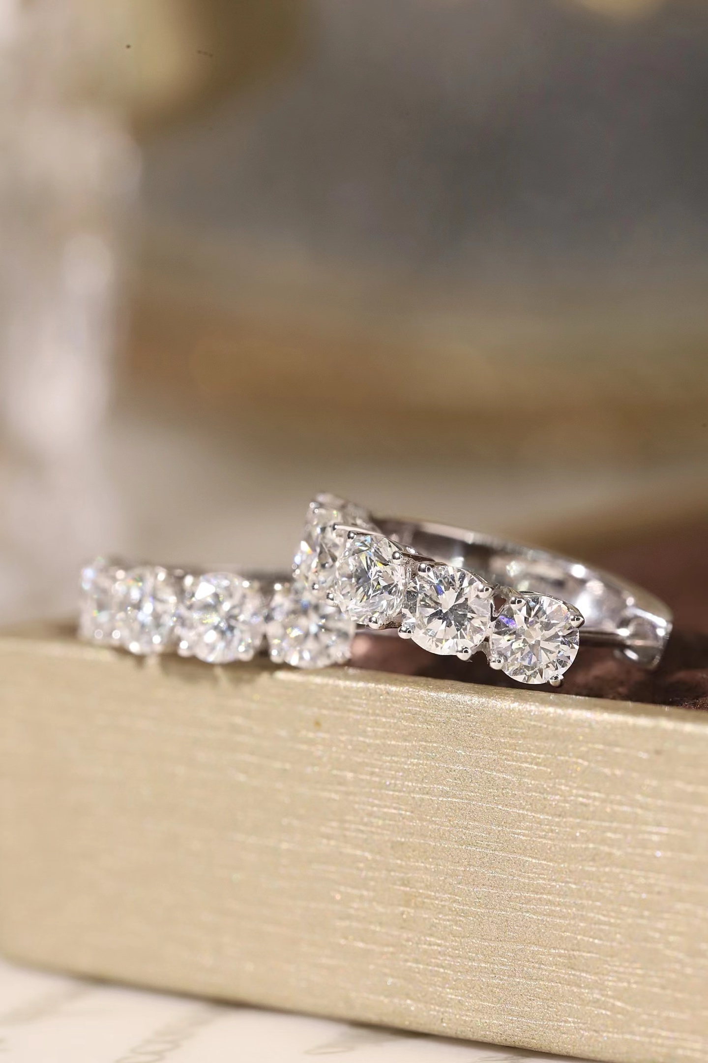 10k Gold Diamond Earrings with 2.22ct Round Cultured Diamonds