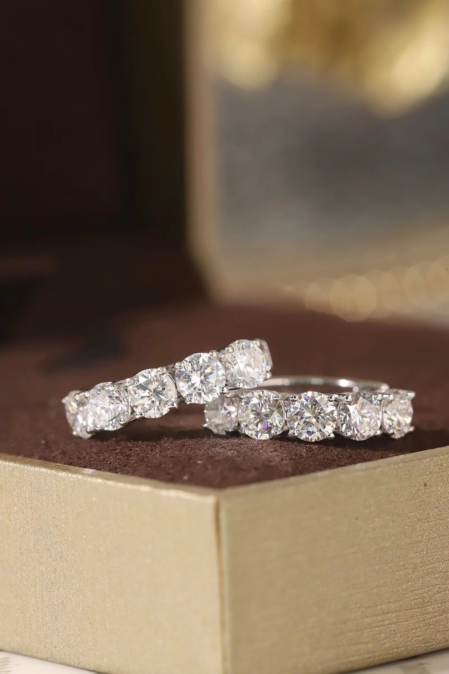 10k Gold Diamond Earrings with 2.22ct Round Cultured Diamonds