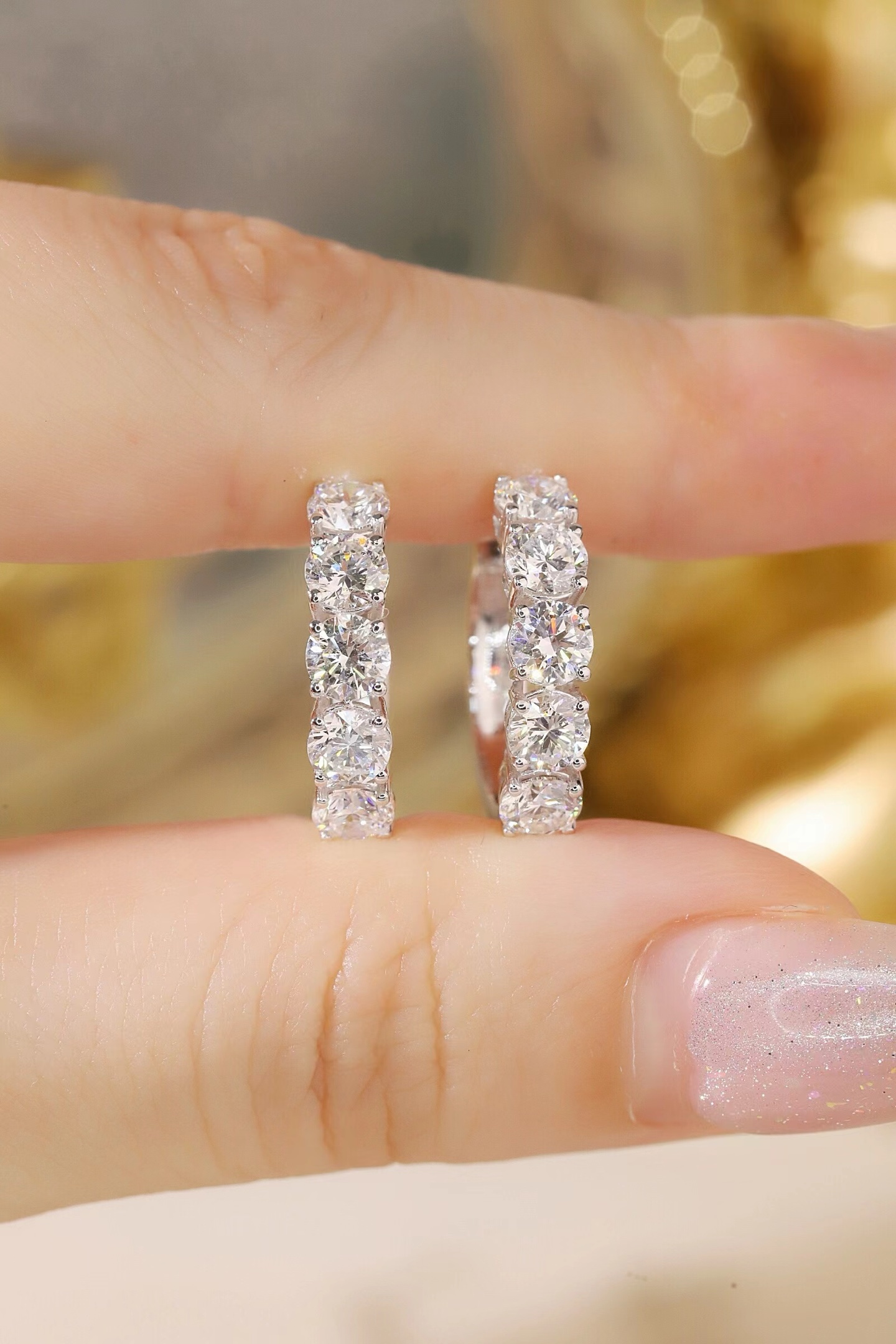 10k Gold Diamond Earrings with 2.28ct Round Cultured Diamonds