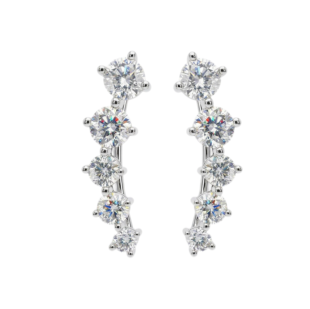 10k Gold Diamond Earrings with 1.80ct Round-cut Cultured Diamonds