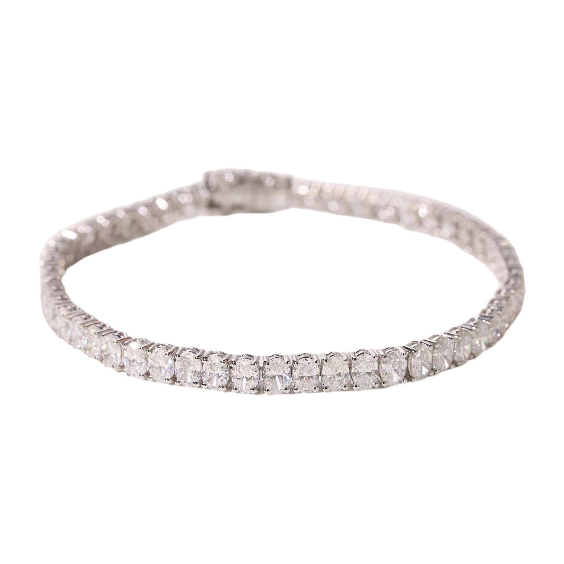 10k Gold Diamond Bracelet with 7.9ct Full Pave Oval Diamond Bracelet