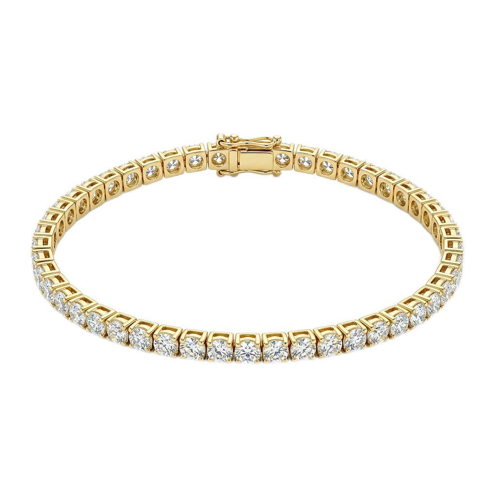 10k Gold Diamond Bracelet with 5.9ct Square-Set Round Diamond Bracelet