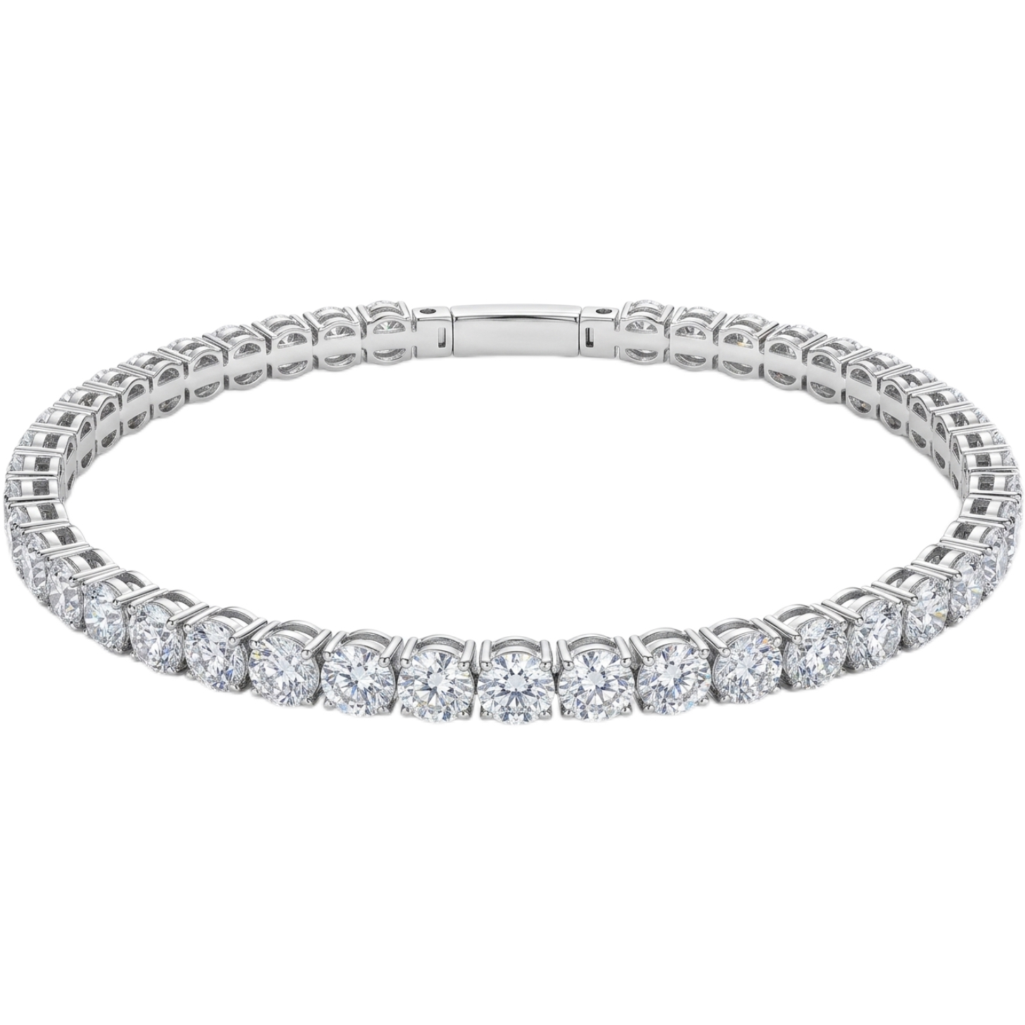 10k Gold Diamond Bracelet with 5.82ct Half-Row Stretch Diamond Bangle