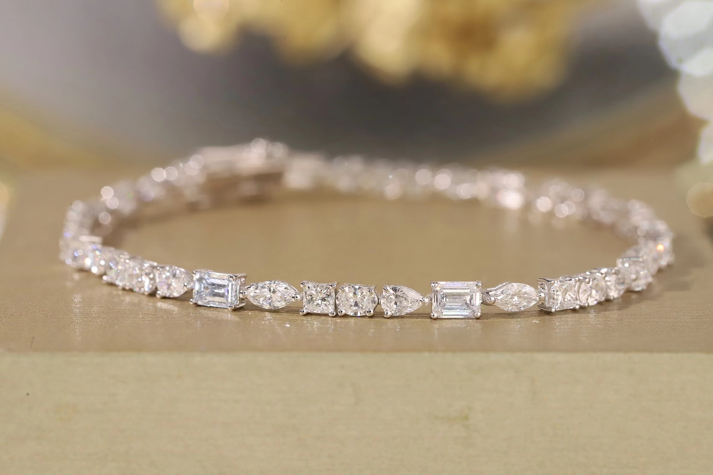 10k Gold Diamond Bracelet with 5.5ct Fancy-Shaped Diamond Bracelet