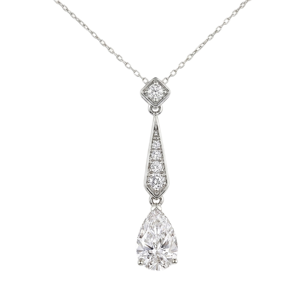 10K gold Shining Shining · 1.0ct Emerald Cut Lab Grown Diamond Necklace