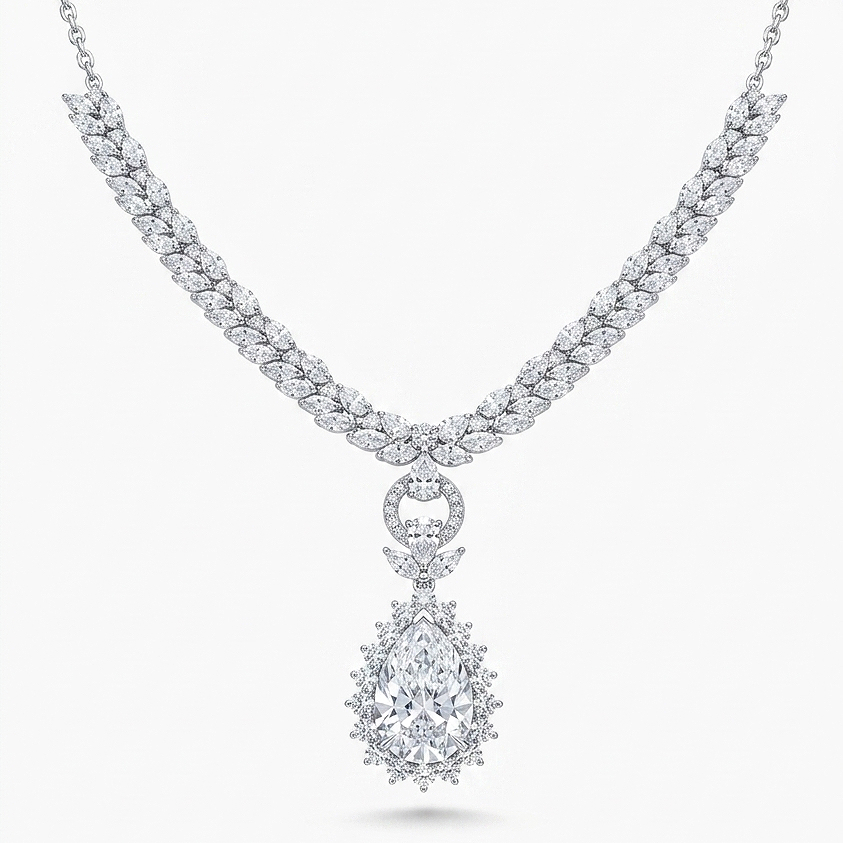10k gold diamond necklace with a lab-grown diamond of 8.2ct