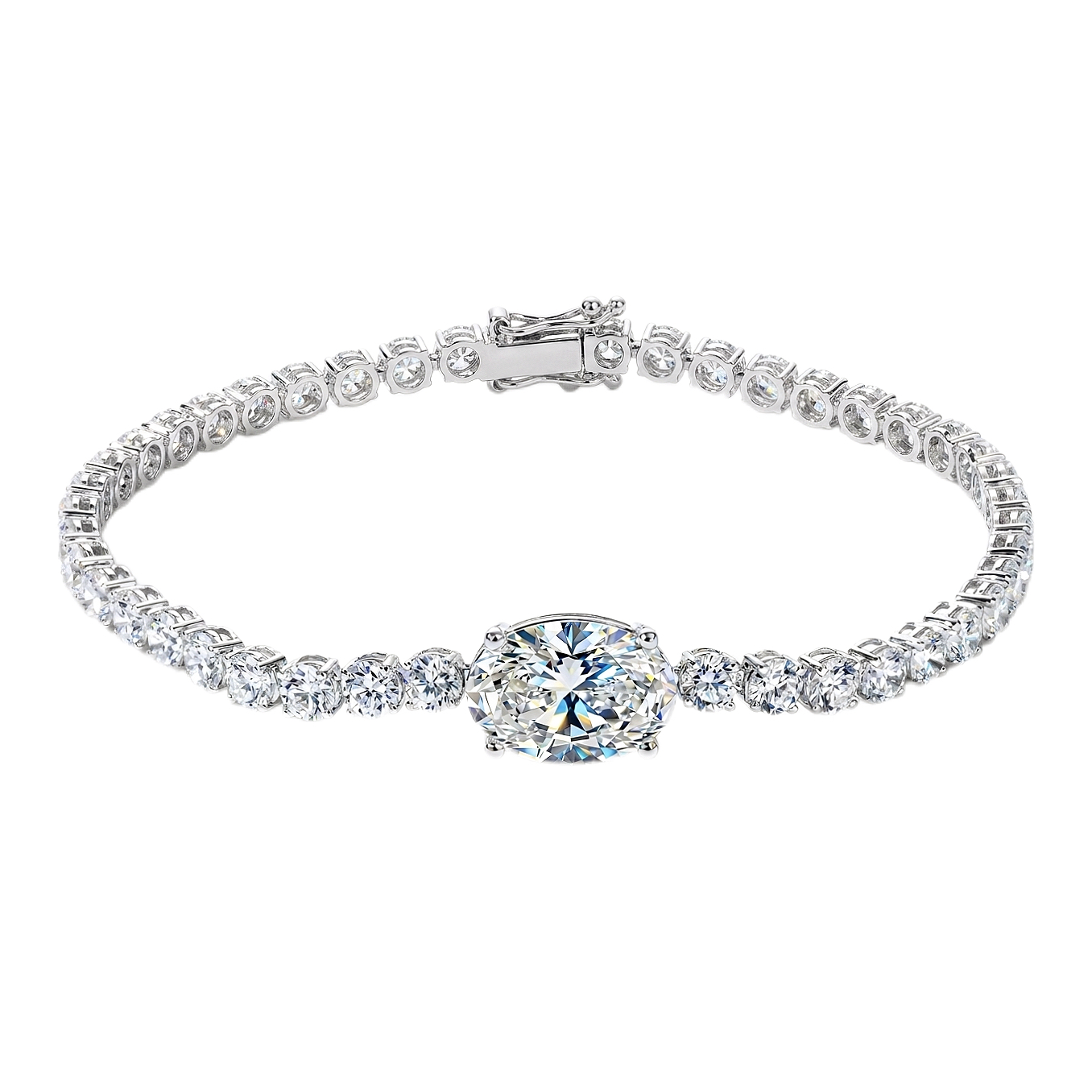 10k Gold Diamond Bracelet with 9.5ct Oval Diamond Bracelet