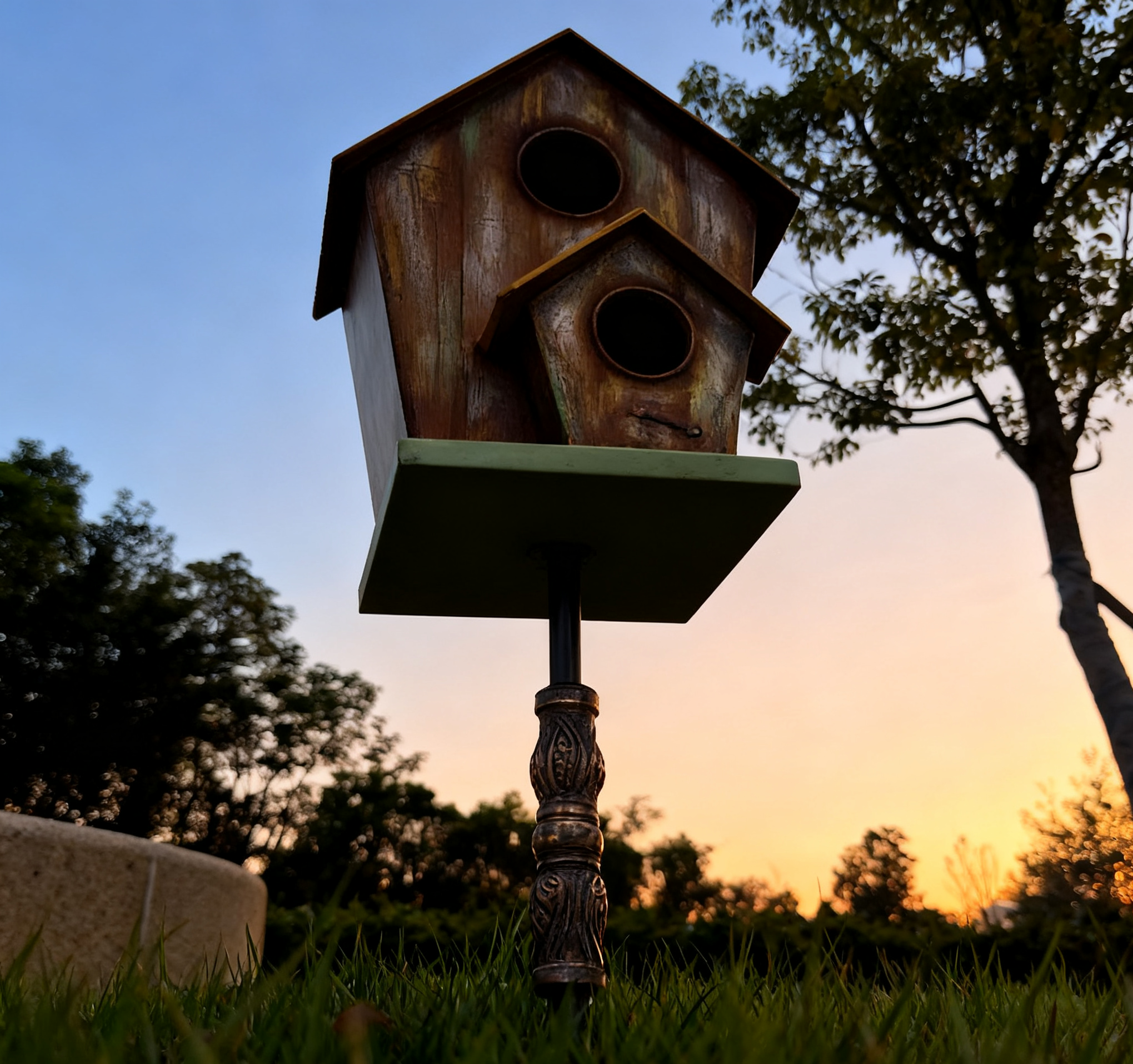 Metal Creative Birdhouse Artistic Ornament