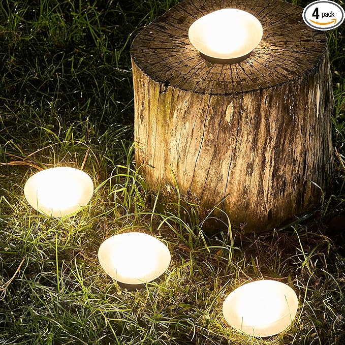 Solar-Powered Garden Lamp with Realistic Pebble Design