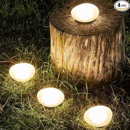 Solar-Powered Garden Lamp with Realistic Pebble Design